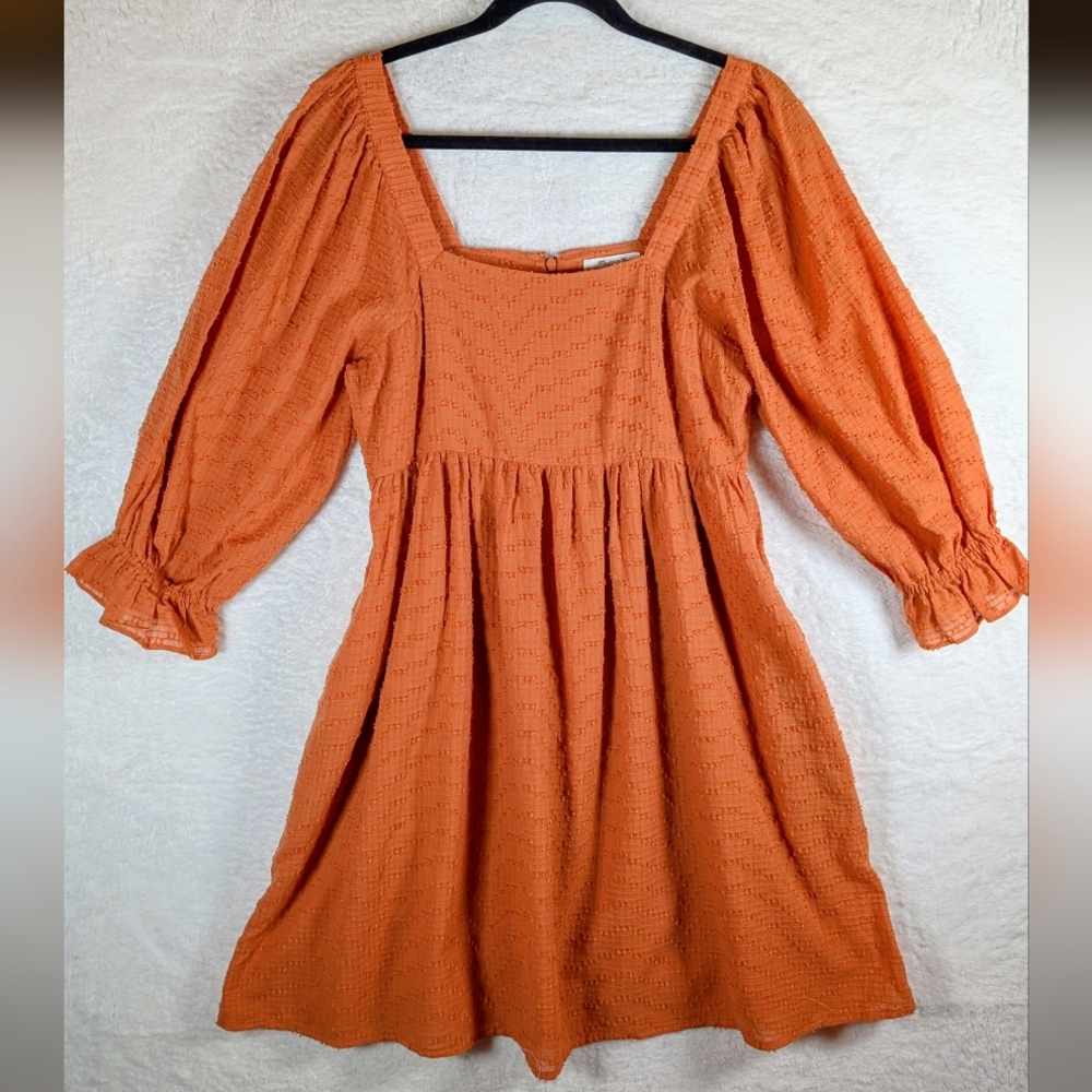 606-Madewell Orange Long Sleeve‎ Dress